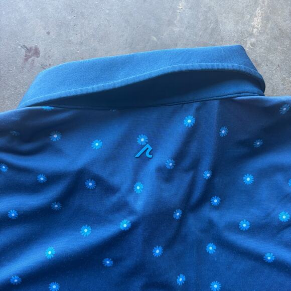 Redvanly Junian Golf Polo Shirt Mens L Admiral Blue Floral PurePoly Short Sleeve - Picture 12 of 14